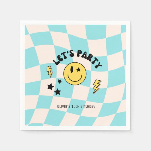 Leuke Preppy Pastel Blauw Y2K Retro Verjaardagsser Servet (Voorkant)