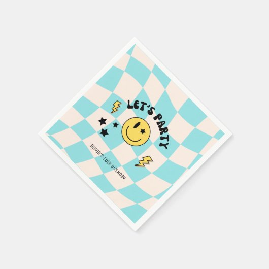 Leuke Preppy Pastel Blauw Y2K Retro Verjaardagsser Servet (Hoek)