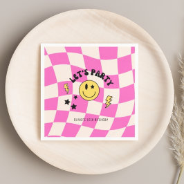 Leuke Preppy Roze Y2K Retro Verjaardagsservetten Servet