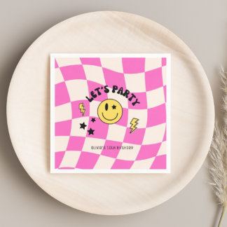 Leuke Preppy Roze Y2K Retro Verjaardagsservetten Servet