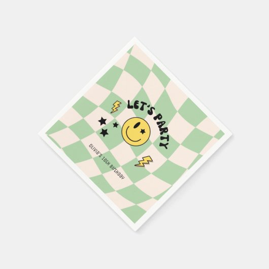 Leuke Preppy Sage Groene Y2K Retro Verjaardagsserv Servet (Hoek)