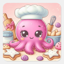 Leuke pret bakken baby inktvis stickers