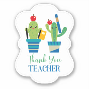 Leuke pret cactus bedankt leerkracht vinyl sticker