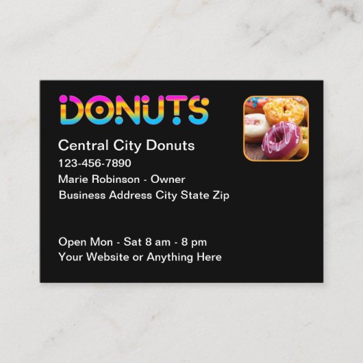 Leuke pret-donut-thema-doughnut-winkel visitekaartje (Voorkant)