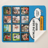 Leuke Pret Echtgenoot Stripboek Fotocollage Blauw Sherpa Deken (Voorkant (horizontaal))