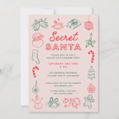 Leuke pret kerst krabbels Secret Santa vakantie Kaart (Voorkant)