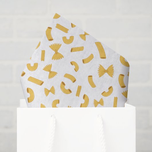 Leuke pret pasta macaroni patroon op wit tissuepapier (Cadeauzakje)