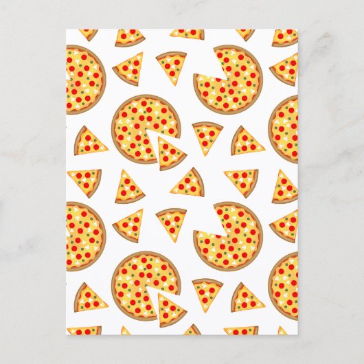 Leuke pret pizza en plakken patroon op wit briefkaart (Voorkant)