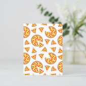 Leuke pret pizza en plakken patroon op wit briefkaart (Staand voorkant)