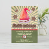 Leuke pret retro kerstman hoed cookie uitwisseling kaart (Staand voorkant)