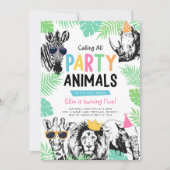 Leuke pretfeest Dieren Verjaardagsuitnodiging Kaart (Voorkant)