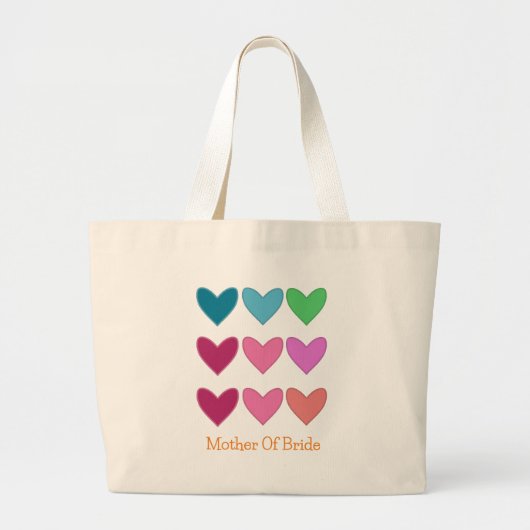Leuke Pretty Hearts Kleurrijke Moeder Van De Bruid Grote Tote Bag (Voorkant)