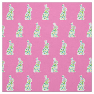 Leuke Primroses Floral Bunnies Patroon op Roze Stof