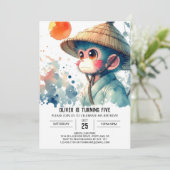 Leuke Printable Monkey Verjaardag Kaart (Staand voorkant)