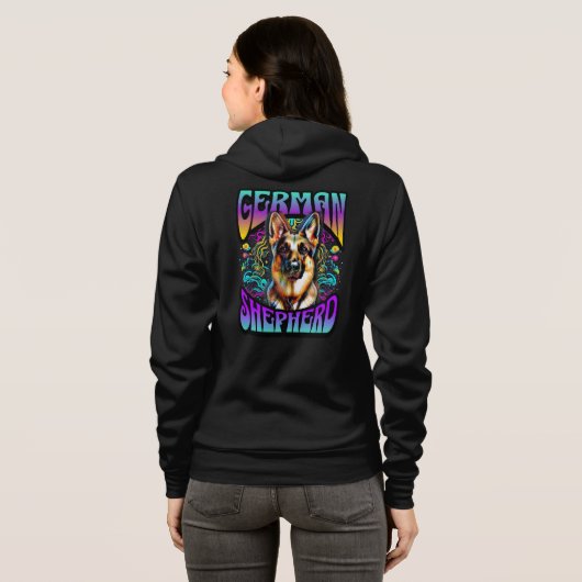 Leuke psychedlic Duitse herder hond Hoodie (Achterkant volledig)
