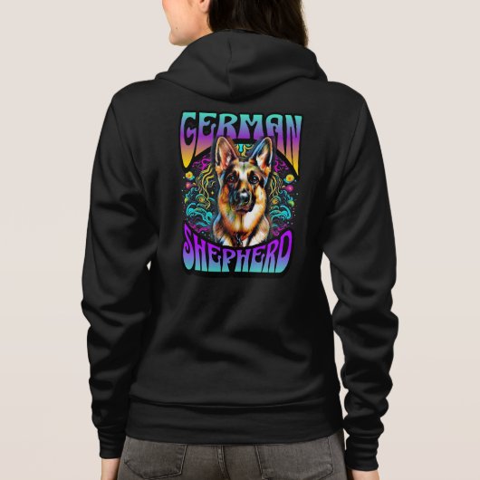 Leuke psychedlic Duitse herder hond Hoodie (Achterkant)