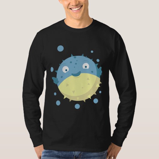 Leuke Puffer Fish Blue T-shirt (Voorkant)