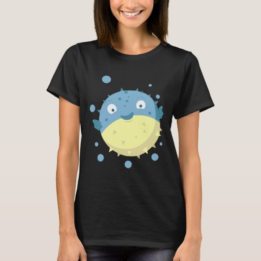 Leuke Puffer Fish Blue T-shirt (Voorkant)