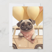 Leuke pug ballonnen vrachtwagen verjaardagsfeestje kaart (Achterkant)