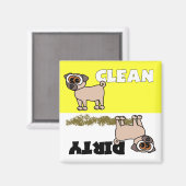Leuke Pug Clean / Vuile Vaatwasser Magneet (Voorkant / Achterkant)