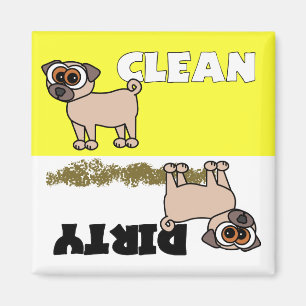 Leuke Pug Clean / Vuile Vaatwasser Magneet
