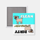 Leuke Pug Clean / Vuile Vaatwasser Magneet (Voorkant / Achterkant)
