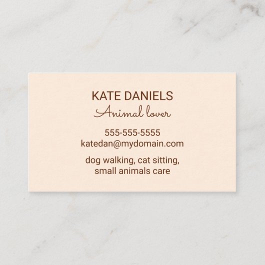 Leuke Pug Dog Pet Sitting Service Visitekaartje (Achterkant)