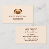 Leuke Pug Dog Pet Sitting Service Visitekaartje (Voorkant / Achterkant)