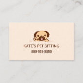 Leuke Pug Dog Pet Sitting Service Visitekaartje (Voorkant)