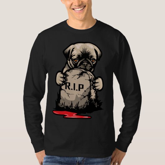 Leuke Pug Grave Stone Classic T-shirt 950 (Voorkant)