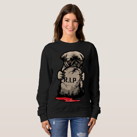 Leuke Pug Grave Stone Classic T-shirt 950 (Voorkant volledig)