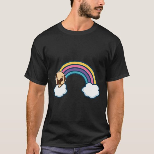 Leuke Pug Kleurrijke Rainbow Classic T-Shirt 917 (Voorkant)