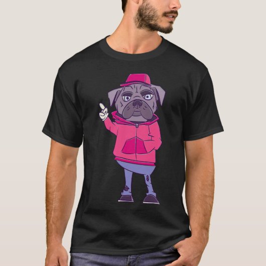 Leuke Pug Leven Design Actief 539 T-shirt (Voorkant)