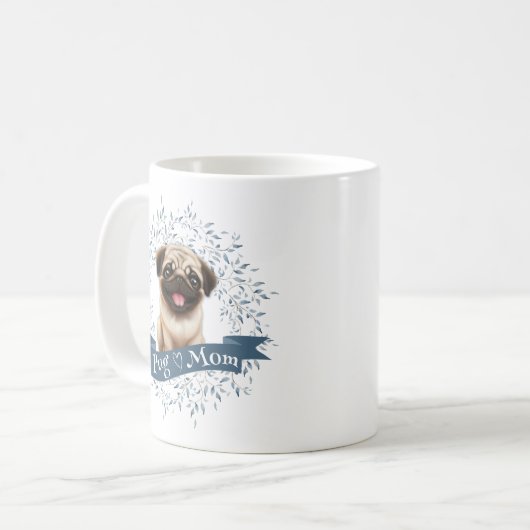 Leuke Pug Puppy Koffie Mok (Voorkant links)