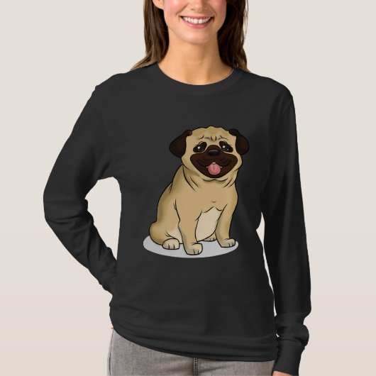 Leuke Pug Sticker Design Classic T-shirt 832 (Voorkant)