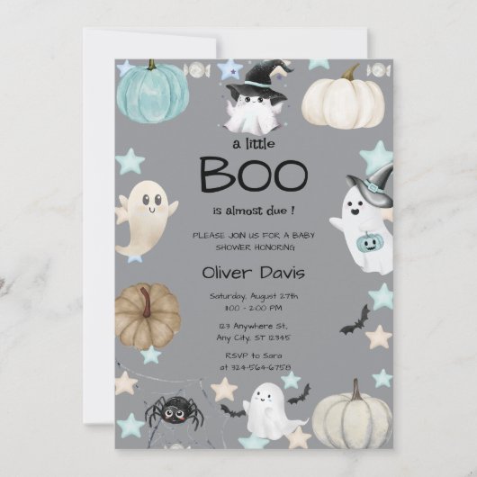 Leuke Pumpkin & Ghost Baby shower Kaart (Voorkant)