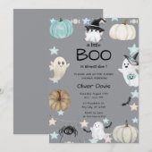 Leuke Pumpkin & Ghost Baby shower Kaart (Voorkant / Achterkant)