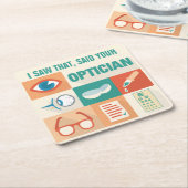 Leuke Pun Zag Dat Uw Opticien Iconisch Ontwerp Kartonnen Onderzetters (Schuin)