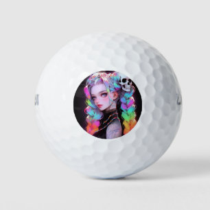 Leuke Punk Rock Skull Gothic Rainbow Braid Anime M Golfballen