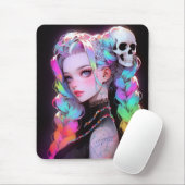 Leuke Punk Rock Skull Gothic Rainbow Braid Anime M Muismat (Met muis)