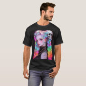 Leuke Punk Rock Skull Gothic Rainbow Braid Anime M T-shirt (Voorkant volledig)