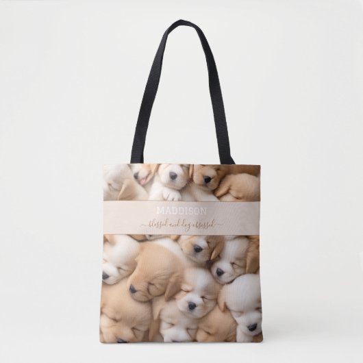 Leuke Puppies Hondenliefhebber naam tekst Canvas t Tote Bag (Voorkant)