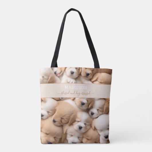 Leuke Puppies Hondenliefhebber naam tekst Canvas t Tote Bag (Achterkant)