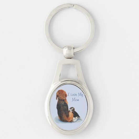 Leuke puppy beagle met moeder hond realist kunst sleutelhanger (Voorkant)