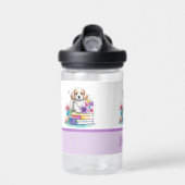 Leuke puppy boeken & kleurrijke bloemen waterfles (Voorkant)