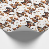 Leuke puppy bruin lint hond huisdier cadeaupapier (Hoek)