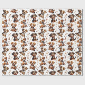 Leuke puppy bruin lint hond huisdier cadeaupapier (Vlak)