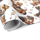 Leuke puppy bruin lint hond huisdier cadeaupapier (Rol Hoek)