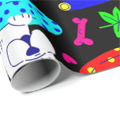 Leuke Puppy Dog Pool Party Zomer Grappig Zwart Cadeaupapier (Rol Hoek)