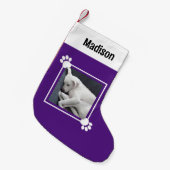 Leuke Puppy Dog Single 1 Foto Aangepaste Naam Paar Kleine Kerstsok (Voorkant (Hangend))